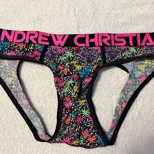 Andrew Christian jockstrap. XL Multicolored fireworks pattern.